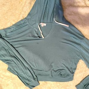 Cropped teal hoodie in medium